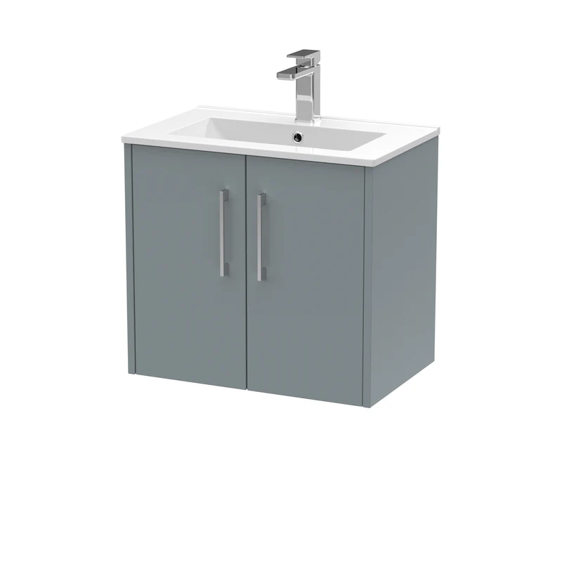 Hudson Reed Juno Wall Hung 600mm Vanity Unit With 2 Doors & Ceramic Basin