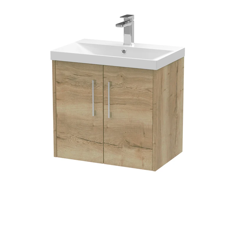 Hudson Reed Juno Wall Hung 600mm Vanity Unit With 2 Doors & Ceramic Basin