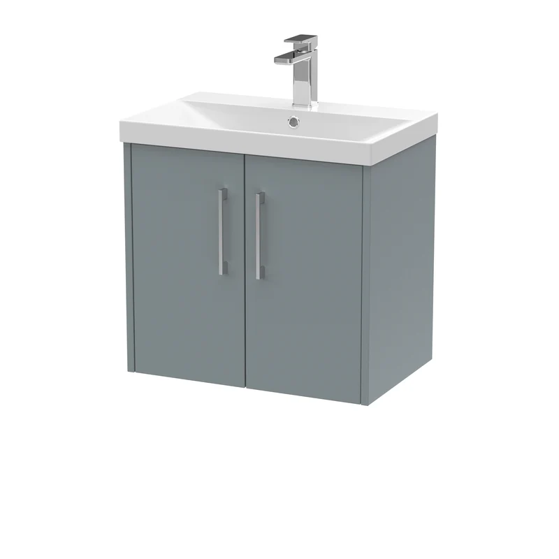 Hudson Reed Juno Wall Hung 600mm Vanity Unit With 2 Doors & Ceramic Basin