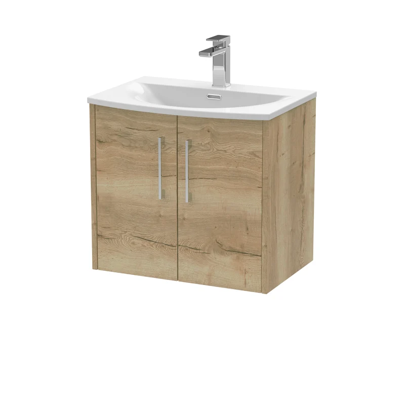 Hudson Reed Juno Wall Hung 600mm Vanity Unit With 2 Doors & Ceramic Basin