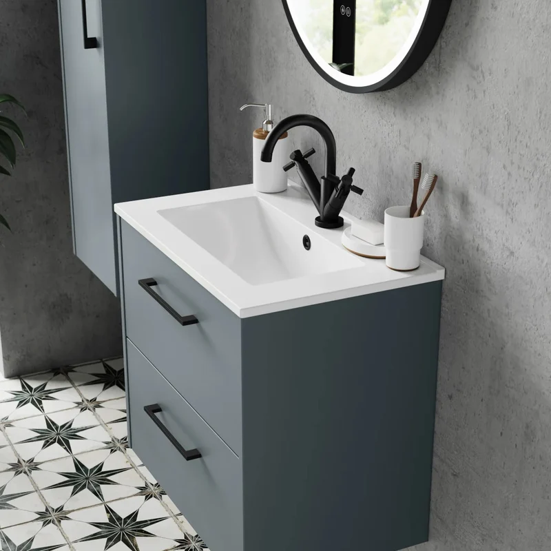 Hudson Reed Juno Wall Hung 600mm Vanity Unit With 2 Doors & Ceramic Basin