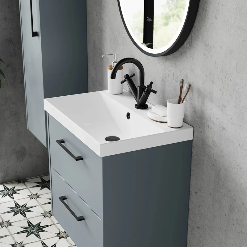 Hudson Reed Juno Wall Hung 600mm Vanity Unit With 2 Doors & Ceramic Basin