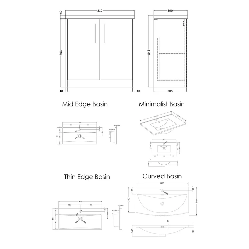 Hudson Reed Juno Floor Standing 800mm Vanity Unit With 2 Doors & Ceramic Basin