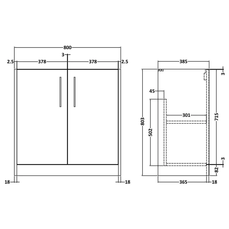 Hudson Reed Juno Floor Standing 800mm Vanity Unit With 2 Doors & Ceramic Basin