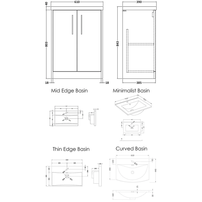 Hudson Reed Juno Floor Standing 600mm Vanity Unit With 2 Doors & Ceramic Basin