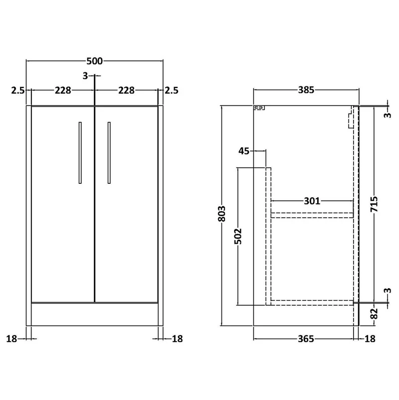 Hudson Reed Juno Floor Standing 500mm Vanity Unit With 2 Doors & Ceramic Basin