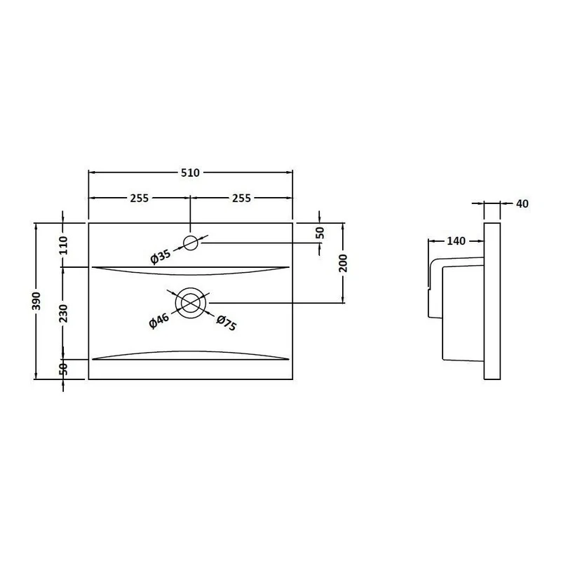 Hudson Reed Fluted Wall Hung 500mm Vanity Unit With 1 Drawer & Ceramic Basin - Satin White