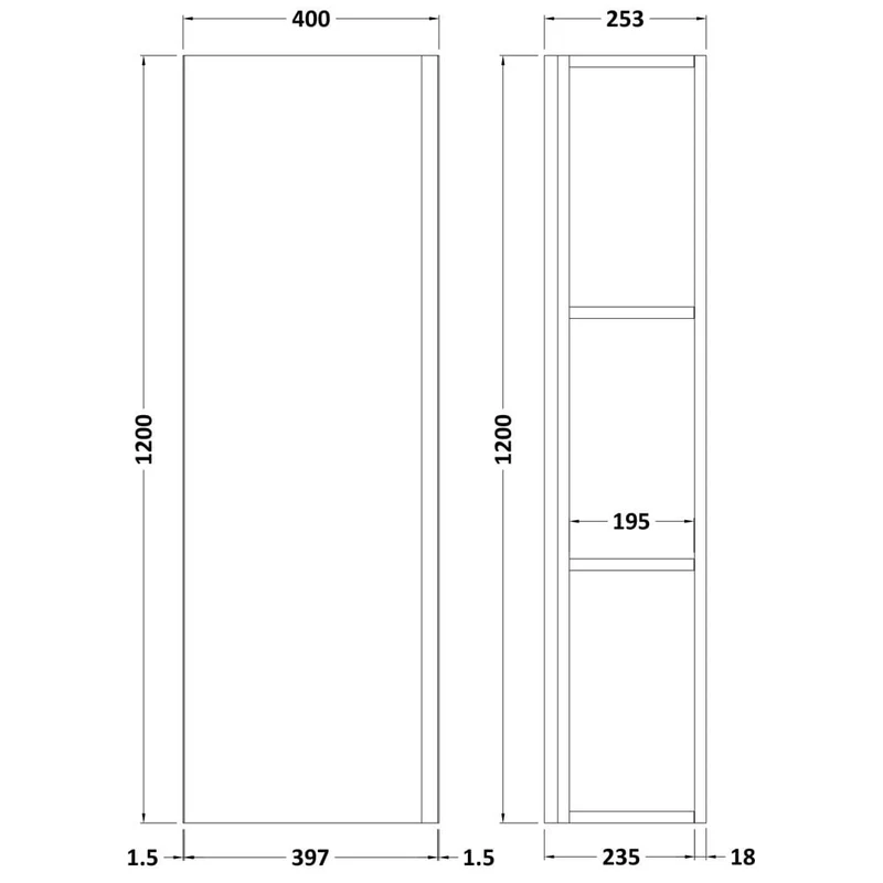 Hudson Reed Urban Wall Hung 1200 x 400mm Tall Unit