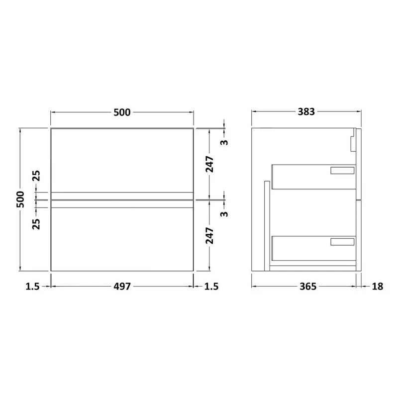 Hudson Reed Urban Wall Hung 500mm Vanity Unit With 2 Drawers