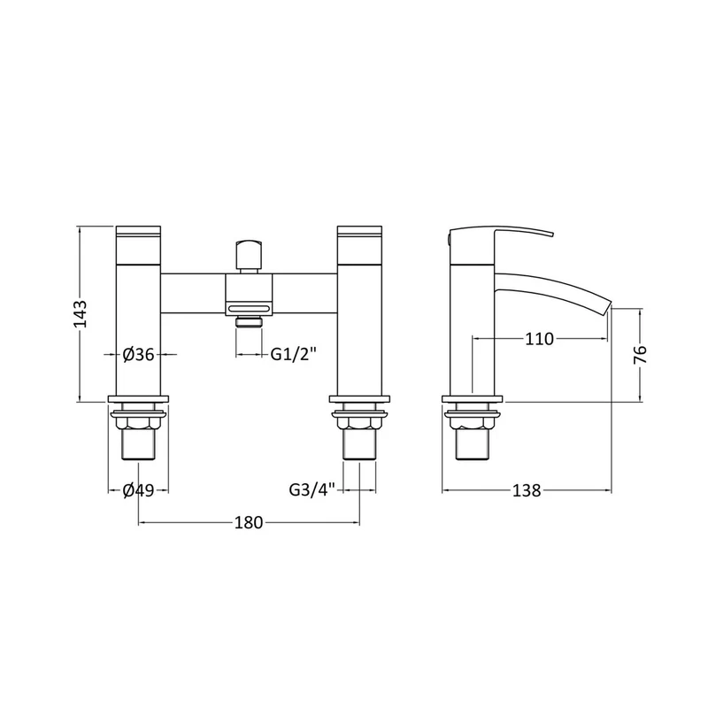 Nuie Vibe Bath Shower Mixer Contemporary Chrome Brass,brass ABS 127x229x138mm
