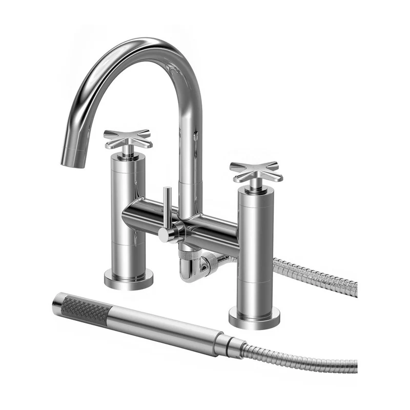 Nuie Aztec Bath Shower Mixer Contemporary Chrome Brass 319x230x50mm
