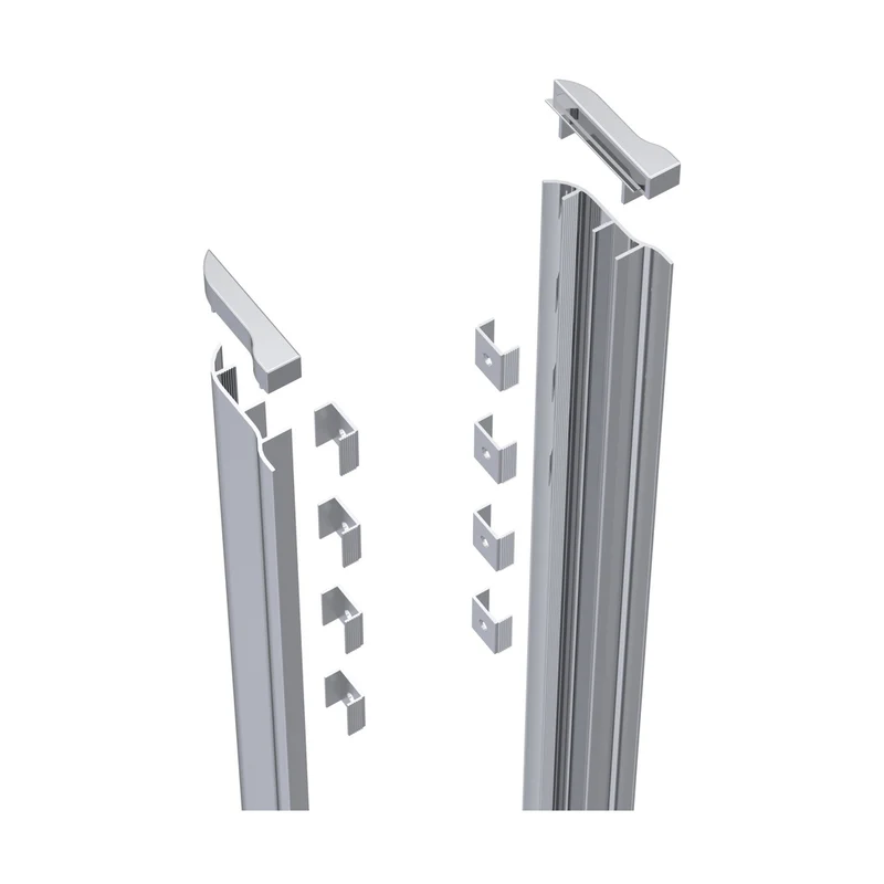 Nuie 1850mm Enclosure Screw Cover Kit Chrome Contemporary Aluminium 1850x43x12mm