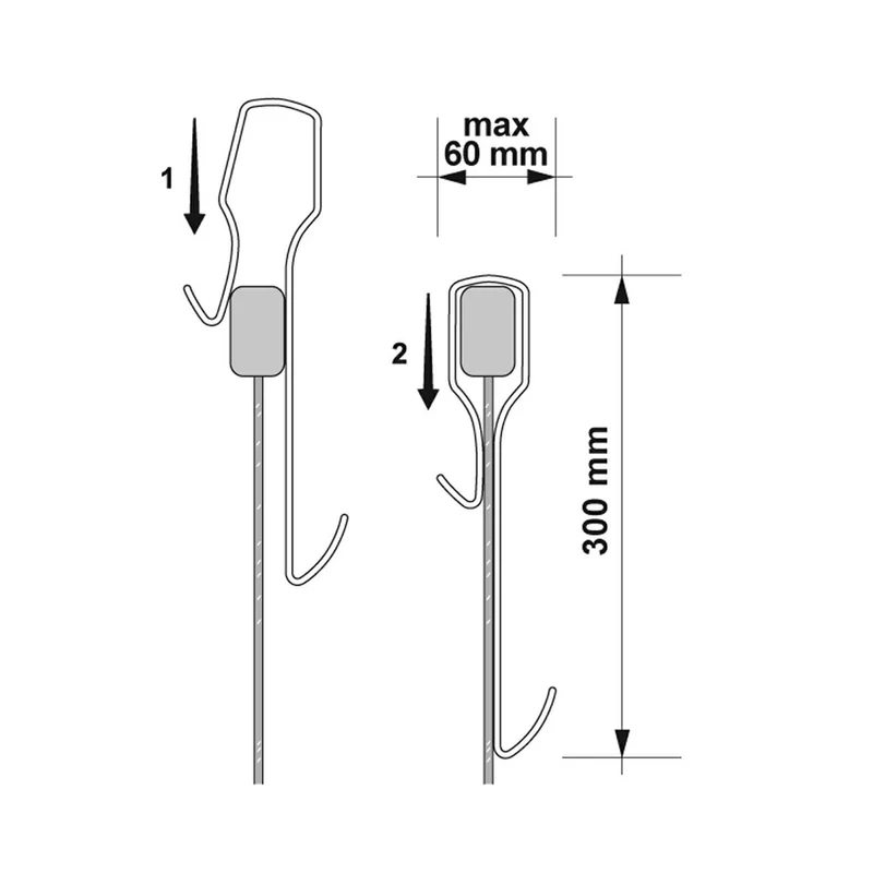 Nuie Enclosure Hook For Framed Enclosures Contemporary Chrome Stainless Steel 300x25x60mm