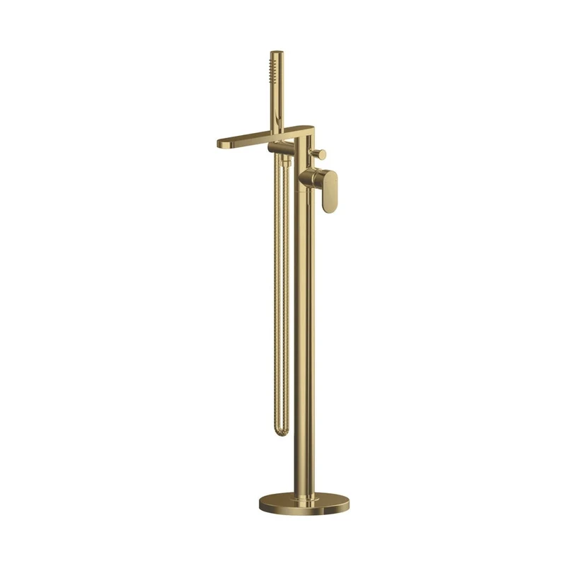 Nuie Binsey Freestanding Bath Shower Mixer With Kit Contemporary Brushed Brass ABS,brass 880x200x360mm