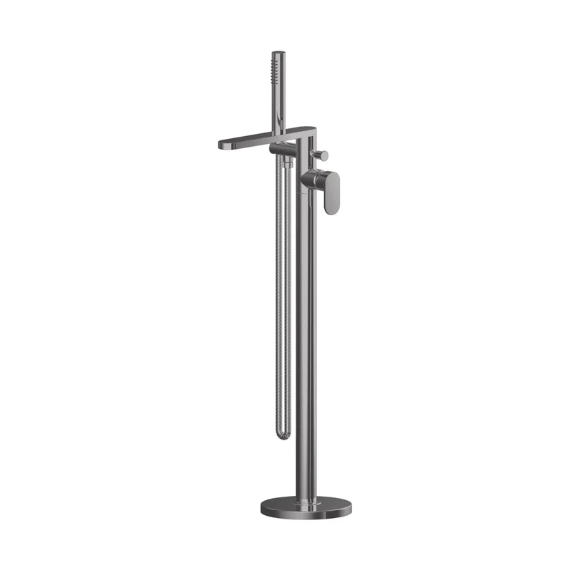 Nuie Binsey Freestanding Bath Shower Mixer With Kit Contemporary Brushed Pewter ABS,brass 880x200x360mm