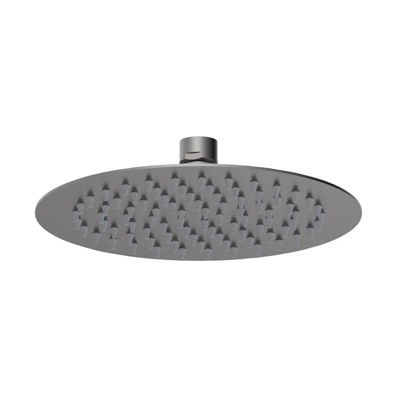 Nuie Round Fixed Head 200mm Diameter Contemporary Brushed Pewter Stainless Steel 56x200x200mm