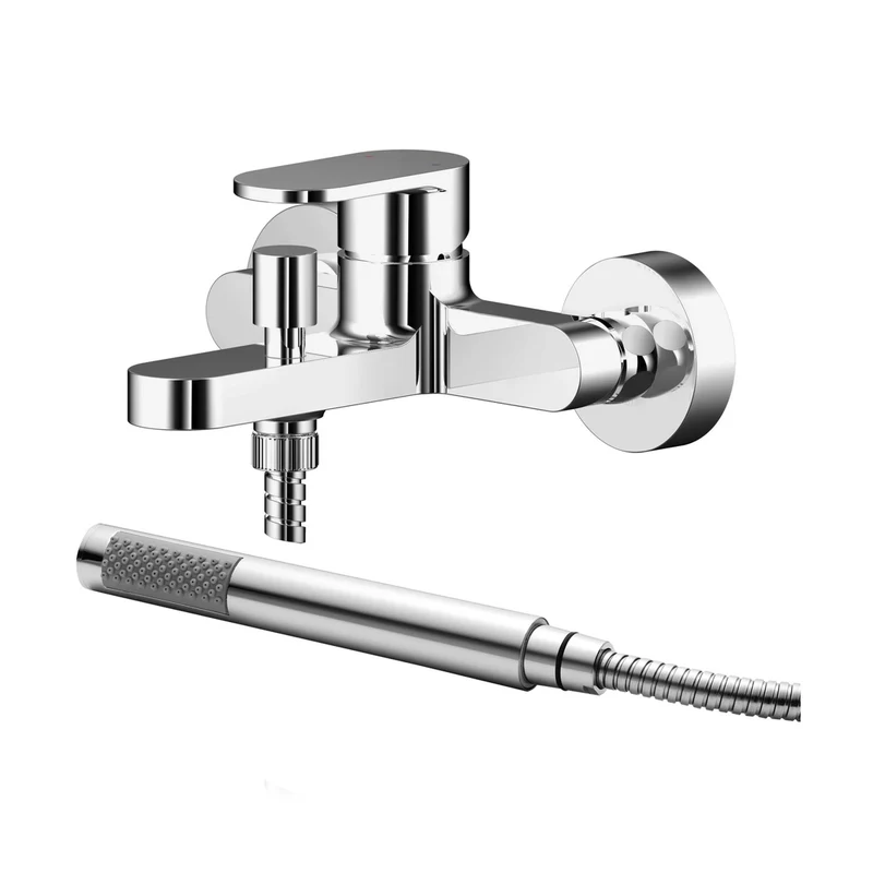 Nuie Binsey Wall Mounted Bath Shower Mixer With Kit Contemporary Chrome Brass ABS,plastic 77x180x147mm