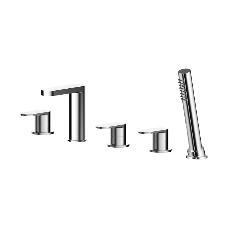 Nuie Binsey Deck Mounted 5 Tap Hole Bath Shower Mixer Contemporary Chrome Brass,brass ABS 135x535x217mm