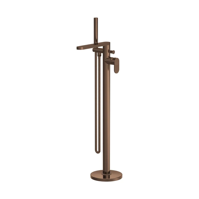 Nuie Cyprus Freestanding Bath Shower Mixer With Kit Contemporary Brushed Bronze Brass 880x200x282mm