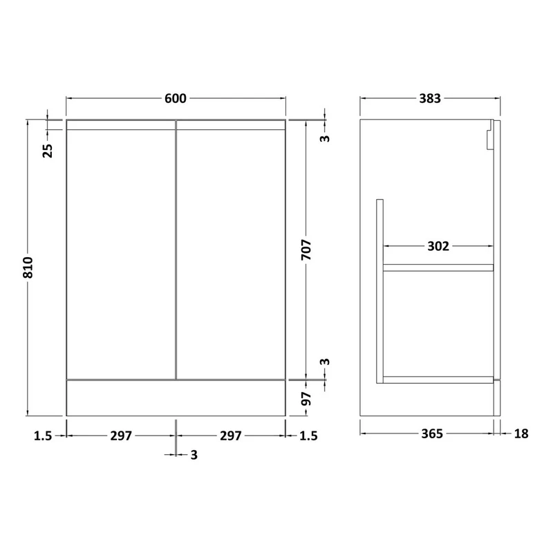 Hudson Reed Urban Floor Standing 600mm Vanity Unit With 2 Doors