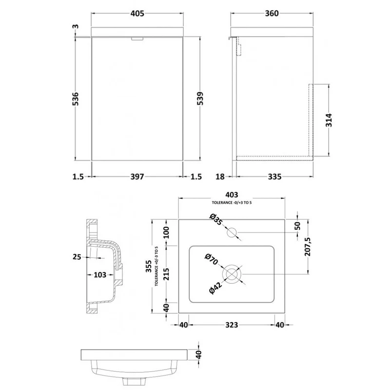 Hudson Reed Fusion Wall Hung 400mm Vanity Unit & Basin