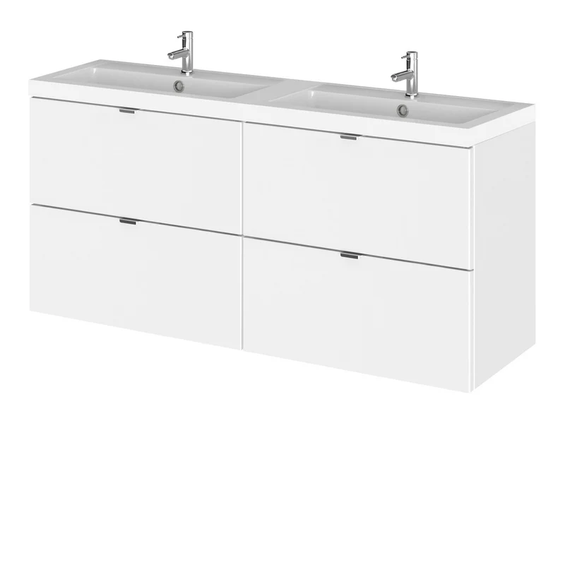 Hudson Reed Fusion Wall Hung 1200mm Vanity Unit With 4 Drawers & Twin Basin
