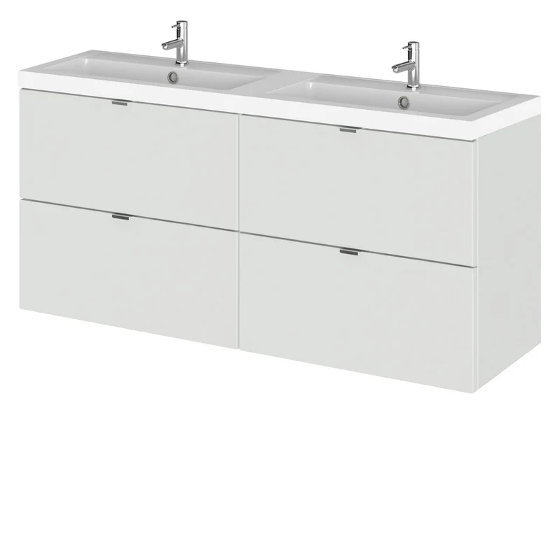 Hudson Reed Fusion Wall Hung 1200mm Vanity Unit With 4 Drawers & Twin Basin