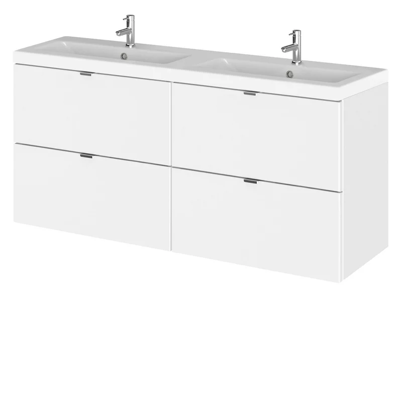 Hudson Reed Fusion Wall Hung 1200mm Vanity Unit With 4 Drawers & Twin Basin