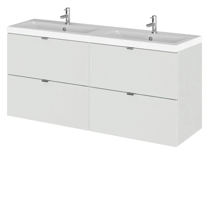 Hudson Reed Fusion Wall Hung 1200mm Vanity Unit With 4 Drawers & Twin Basin