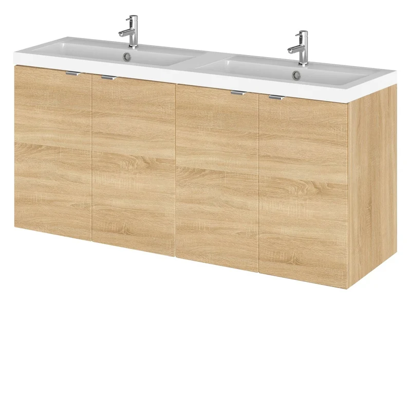 Hudson Reed Fusion Wall Hung 1200mm Vanity Unit With 4 Doors & Twin Basin