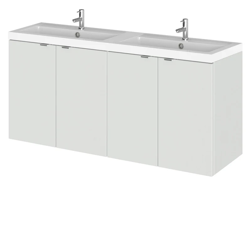 Hudson Reed Fusion Wall Hung 1200mm Vanity Unit With 4 Doors & Twin Basin