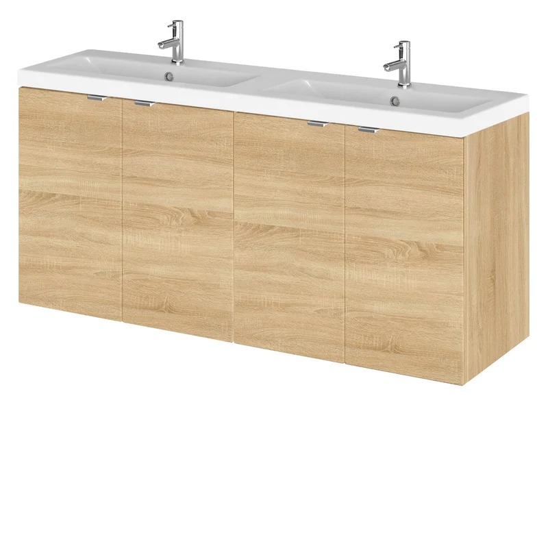 Hudson Reed Fusion Wall Hung 1200mm Vanity Unit With 4 Doors & Twin Basin