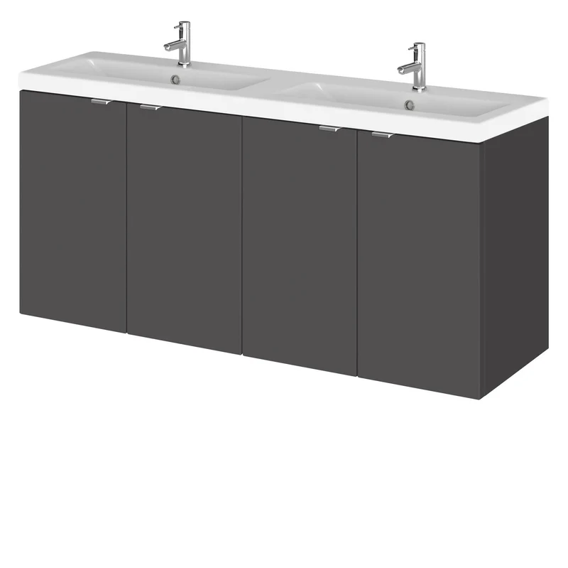 Hudson Reed Fusion Wall Hung 1200mm Vanity Unit With 4 Doors & Twin Basin