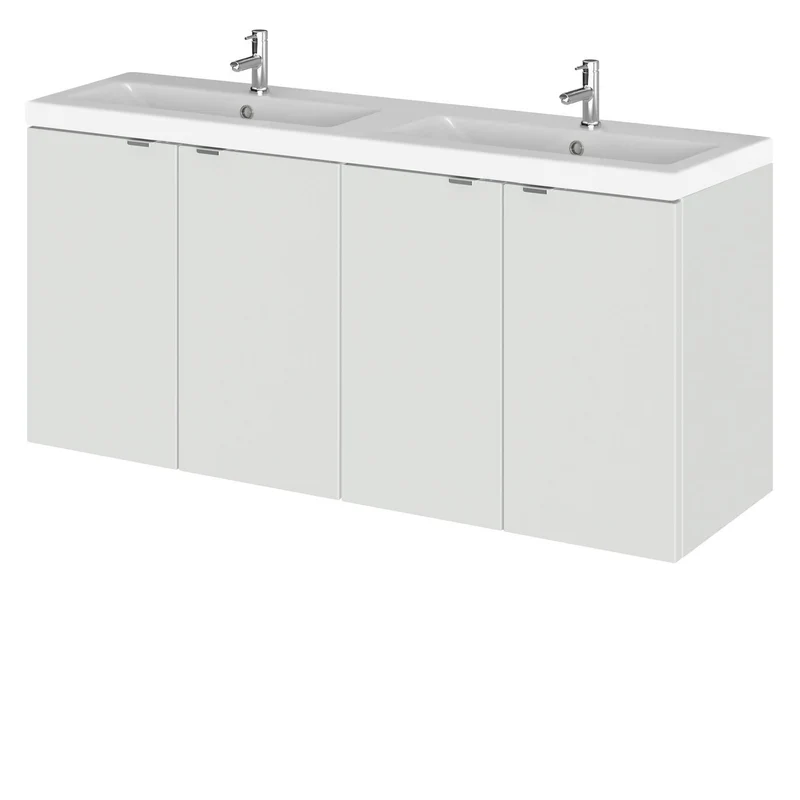 Hudson Reed Fusion Wall Hung 1200mm Vanity Unit With 4 Doors & Twin Basin