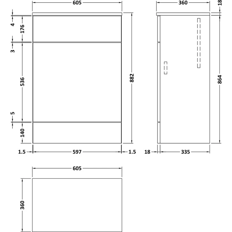 Hudson Reed Fusion Floor Standing 600mm WC Unit With Matching Top