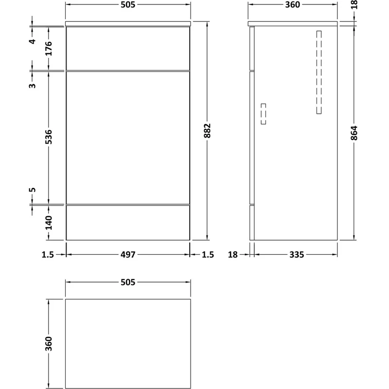 Hudson Reed Fusion Floor Standing 500mm WC Unit With Matching Top