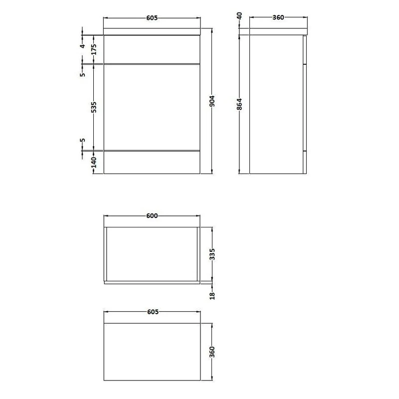Hudson Reed Fusion Floor Standing 600mm WC Unit With Polymarble Top