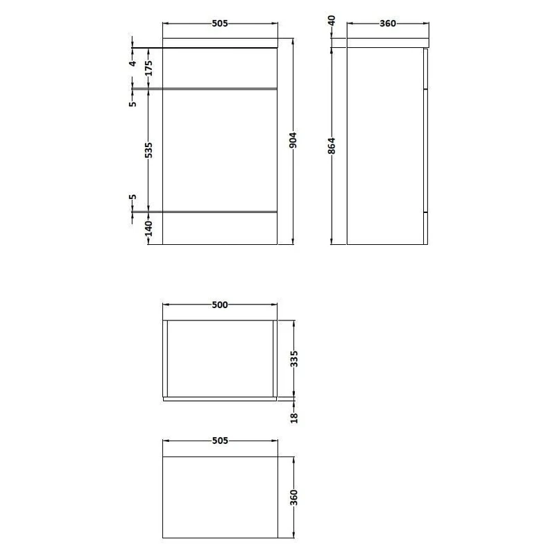 Hudson Reed Fusion Floor Standing 500mm WC Unit With Polymarble Top