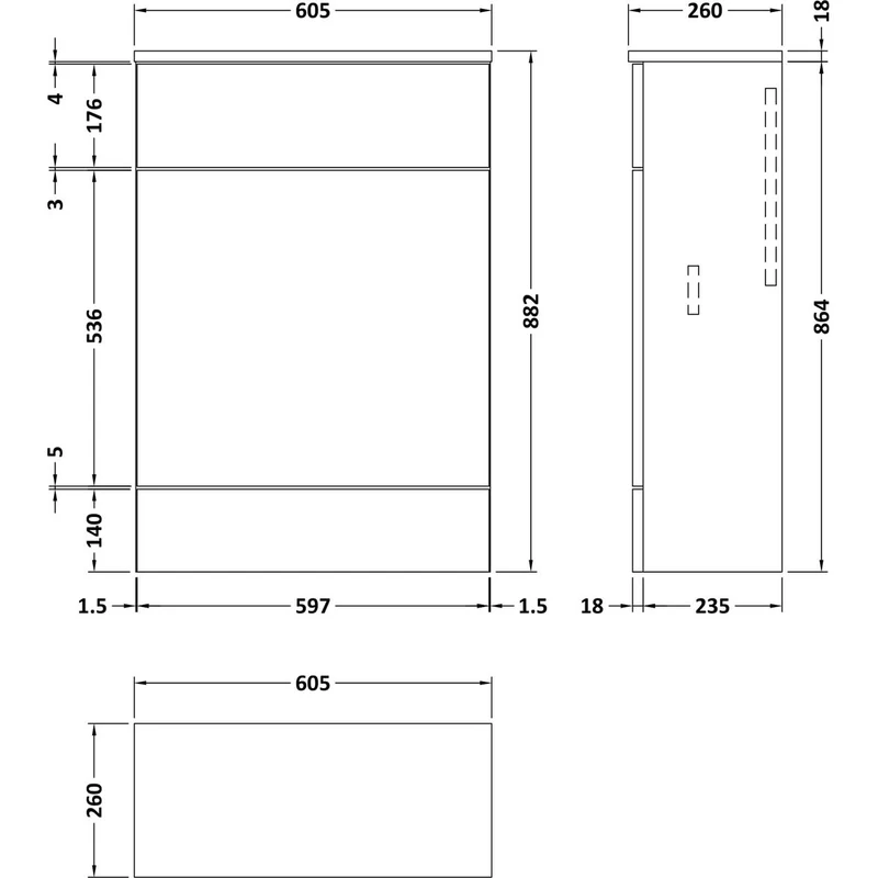 Hudson Reed Fusion Floor Standing Slimline 600mm WC Unit With Matching Top