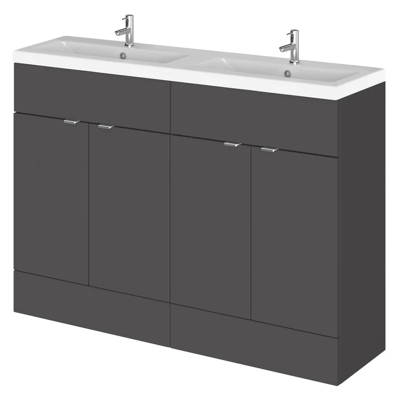 Hudson Reed Fusion Floor Standing 1200mm Vanity Unit & Twin Basin