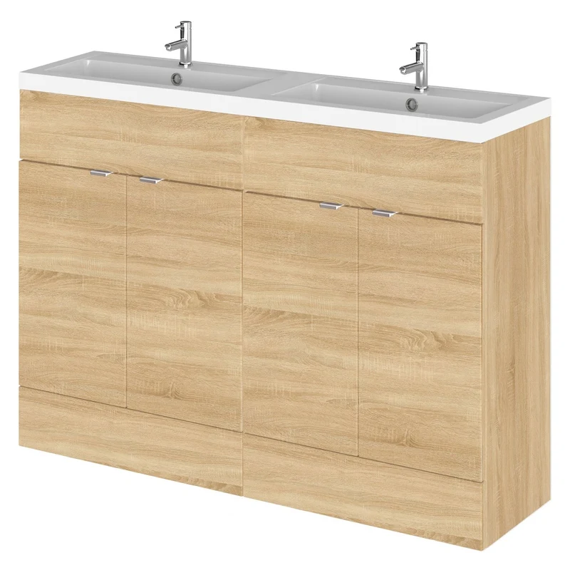 Hudson Reed Fusion Floor Standing 1200mm Vanity Unit & Twin Basin
