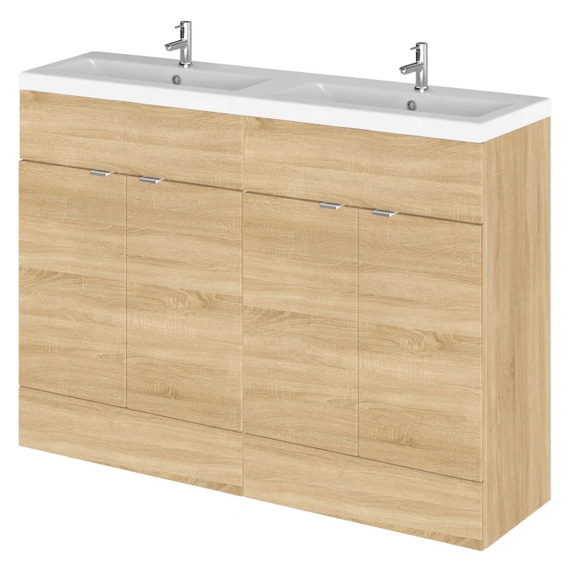 Hudson Reed Fusion Floor Standing 1200mm Vanity Unit & Twin Basin