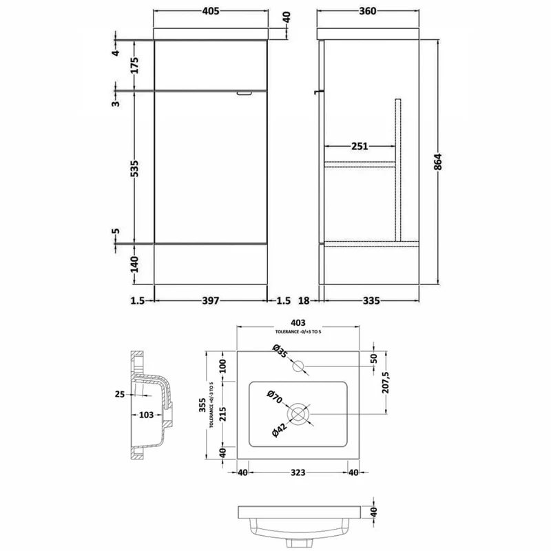 Hudson Reed Fusion Floor Standing 400mm Vanity Unit & Basin