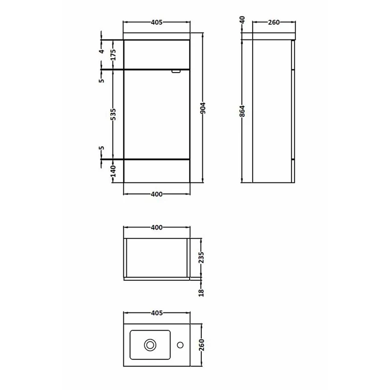 Hudson Reed Fusion Floor Standing Slimline 400mm Vanity Unit & Basin