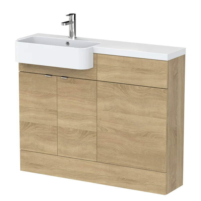 Hudson Reed Fusion 1100mm Floorstanding Combination Unit With Round Semi Recessed Basin