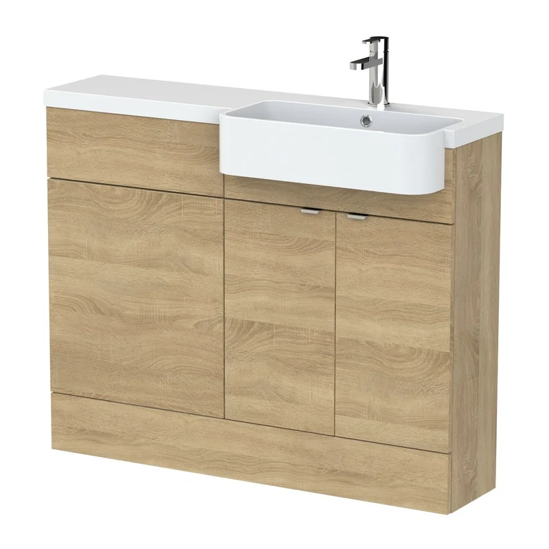 Hudson Reed Fusion 1100mm Floorstanding Combination Unit With Round Semi Recessed Basin