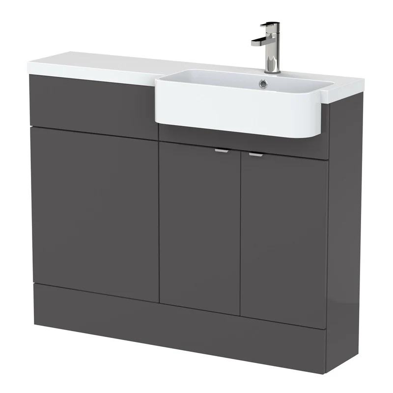 Hudson Reed Fusion 1100mm Floorstanding Combination Unit With Round Semi Recessed Basin