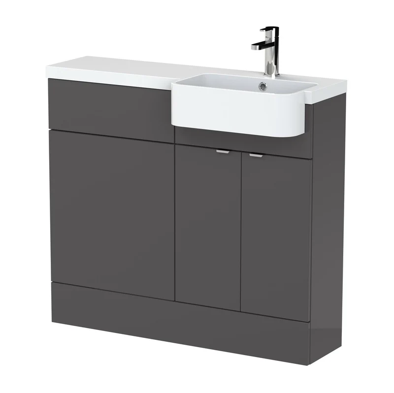 Hudson Reed Fusion 1000mm Floorstanding Combination Unit With Round Semi Recessed Basin