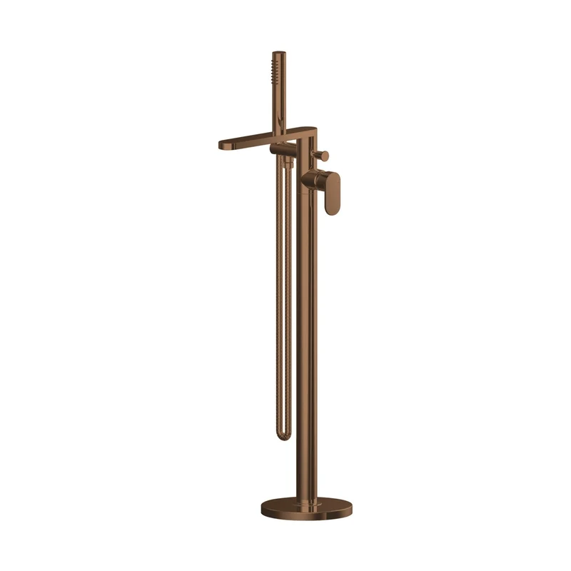 Nuie Binsey Freestanding Bath Shower Mixer With Kit Contemporary Brushed Bronze ABS,brass 880x200x360mm