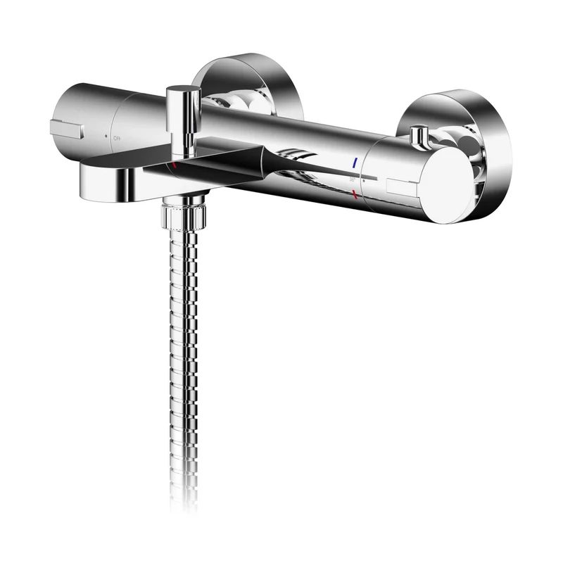 Nuie Binsey Wall Mounted Thermostatic Bath Shower Mixer Contemporary Chrome Brass,brass ABS 50x264x159mm
